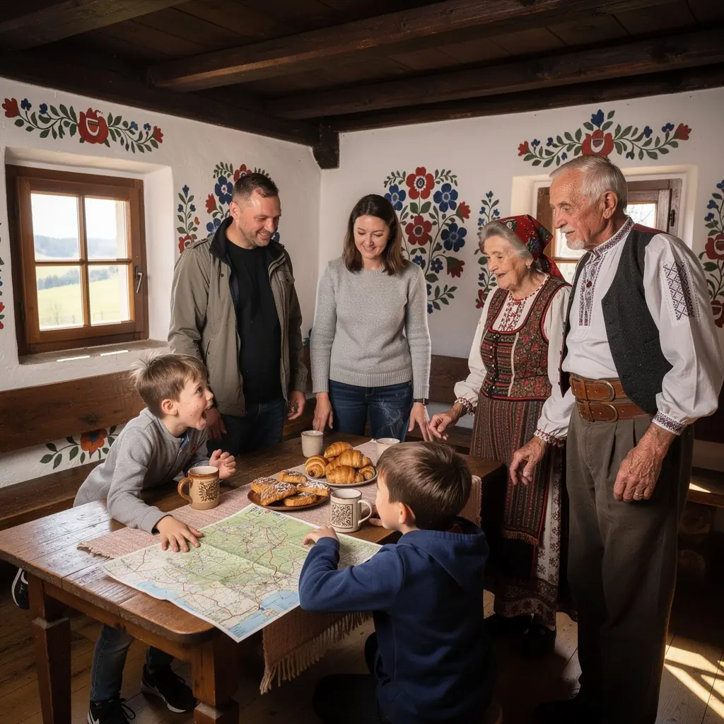 Visitors admiring the breathtaking views from the top of a mountain in Slovakia, highlighting accessible viewing platforms for all.